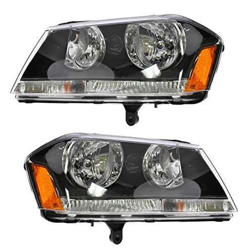 Image of TRQ Headlight Assembly Set CH2502194 CH2503194 Compatible with 2008-2014 Dodge Avenger