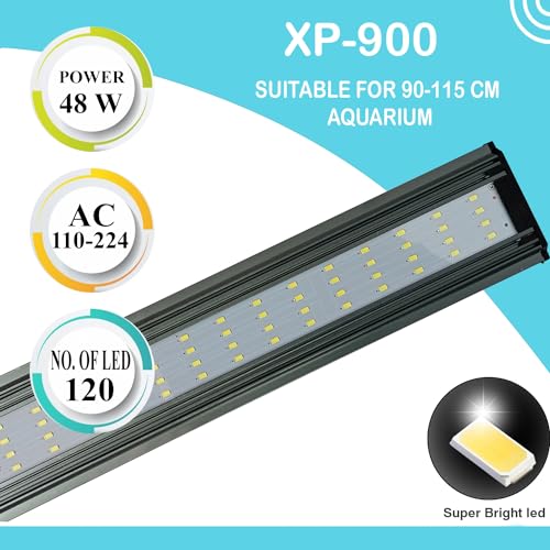 Image of Jainsons Pet Products Aquarium Fish Tank for Planted /Nature Aquarium Lighting Slim Bright Planted MinJiang Aquarium White LED Light (XP-900 |48 W | Suitable for 90-115 cm Aquarium)
