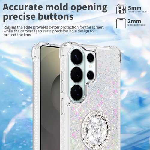 CCSmall for Samsung Galaxy S26 Ultra Clear Case with Diamond Ring Stand, [Anti Yellowing] Soft TPU Glitter Sparkle Flowing Shockproof Quicksand Case Cover for Samsung S26 Ultra LSZ Colorful by CCSmall - Used condition - Image 4