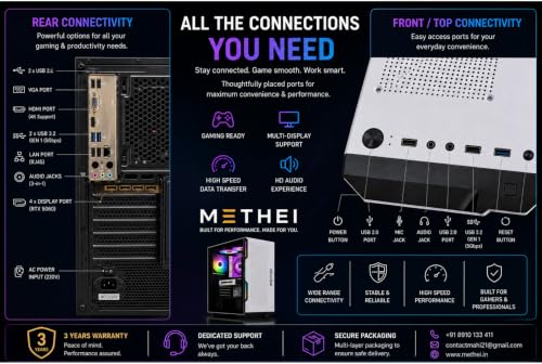 Image of METHEI High Performance Gaming PC | Core i5 14400F | NVIDIA RTX 5060 8GB | 32GB RAM DDR4 | 1TB Nvme SSD | 5G WiFi + Bluetooth | RGB Gaming Desktop | Windows 11 Ready