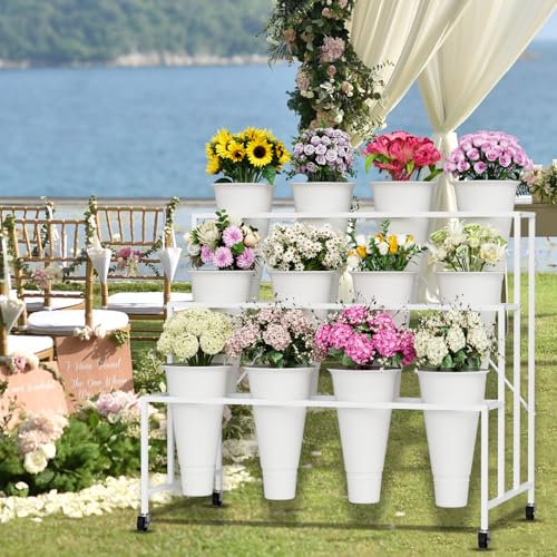 Support de fleurs intérieur extérieur à roulettes et étagère de rangement pour magasin