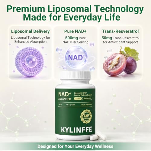 Liposomal NAD Resveratrol Supplement 500mg Pure NAD+ per Serving Supports Brain Function, Anti Aging, Cellular Energy for Men and Women, Third Party Tested, Vegan, Non-GMO, Gluten Free, 30 Servings — view 2