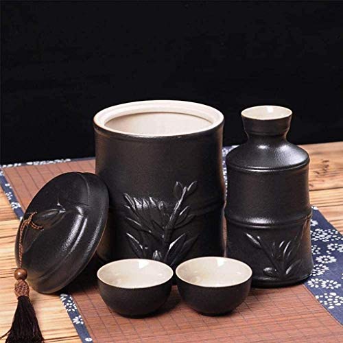 Juego de sake de cerámica esmaltada con diseño de bambú ideal para regalar 6