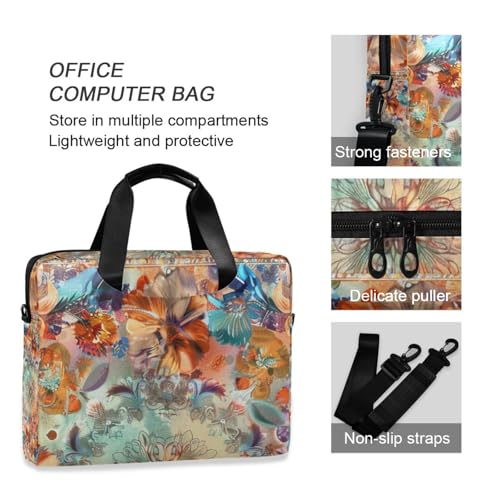 Maletín para portátil 15.6" marrón floral boho miniatura 6