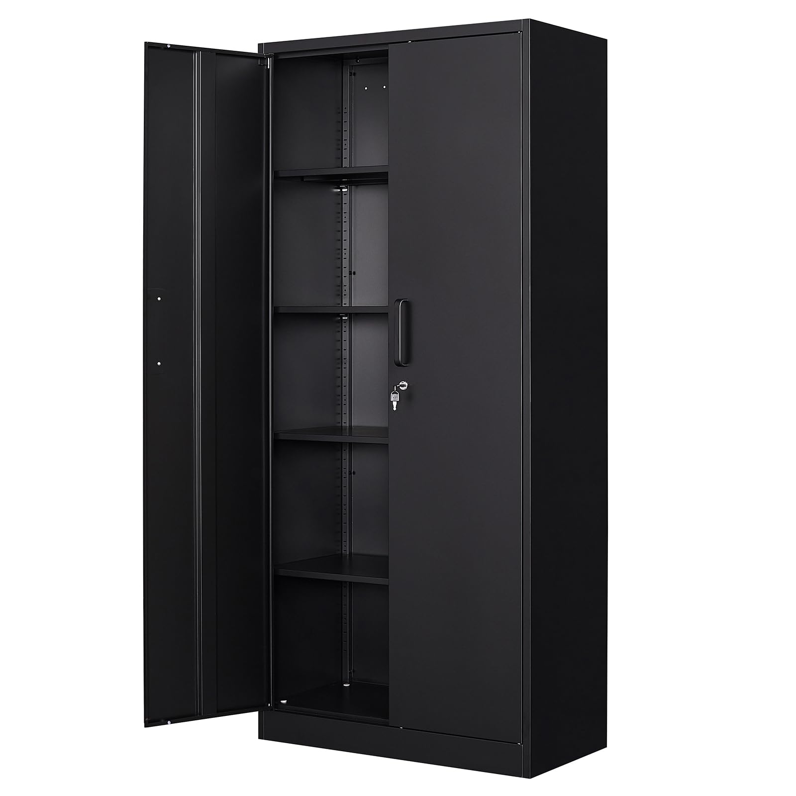 Metal Storage Locking Cabinet, 72" Tall Metal Cabinet with 2 Doors and 4 Adjustable Shelves, Locking Steel Cabinet for Home, School, Gym, Garage Storage