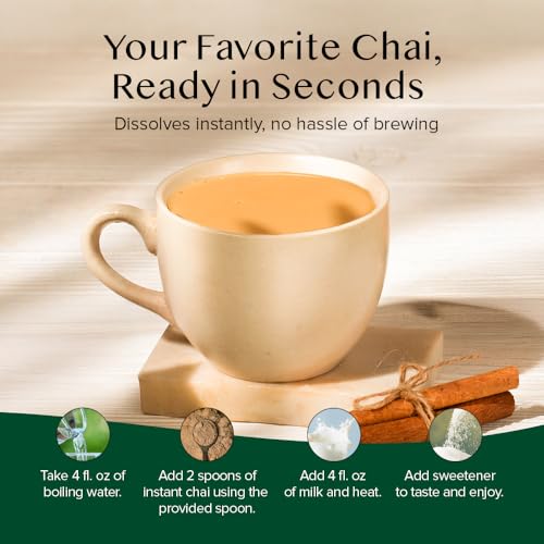 Image of VAHDAM Instant Chai Tea (3oz /85g) - Traditional Masala Chai | Makes 100 Cups | Natural Spices, Zero Calories | Instant Indian Tea - No Steeping | Unsweetened Tea Powder | Free Bamboo Spoon Inside