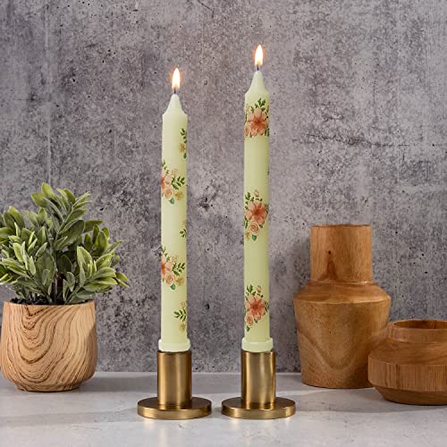 Floral Wedding Candle Pillar Candles - 10 Inch Unscented Candles Stick For Wedding Decoration Celebrations Holiday Candles Home Decor - Set Of 2 Dripless Dinner Candles #TOP4