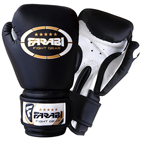 Farabi Sports Kids Boxing Gloves 4-Oz Kickboxing Muaythai Punching Bag Training Gloves Age 4-8 Year (Black, 4-Oz (Age 4-8) (Black, 4-Oz) #TOP1