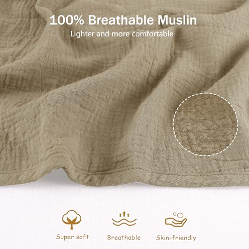 Image of Hooyax 2-in-1 Baby Car Seat Cover & Nursing Cover, 100% Muslin Cotton, Breathable Car Seat Canopy and Privacy Breastfeeding Cover, Brown