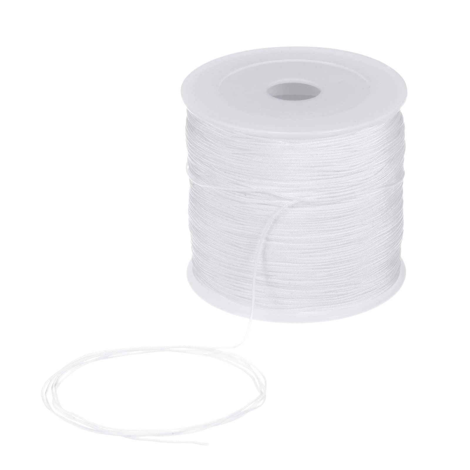Cordon en nylon satiné anti effilochage blanc 0.6mm pour nœuds et bijoux