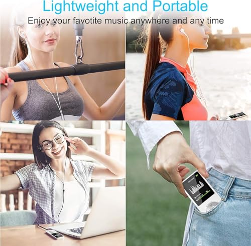 Image of BIGASUO 128GB Mini MP3 Music Player with Bluetooth 5.4 & Voice Control Earphones, Video Playback,Pocket-Sized MP3 Player for Music,Voice Recording,FM Radio (1029) (Black, TMY-12)