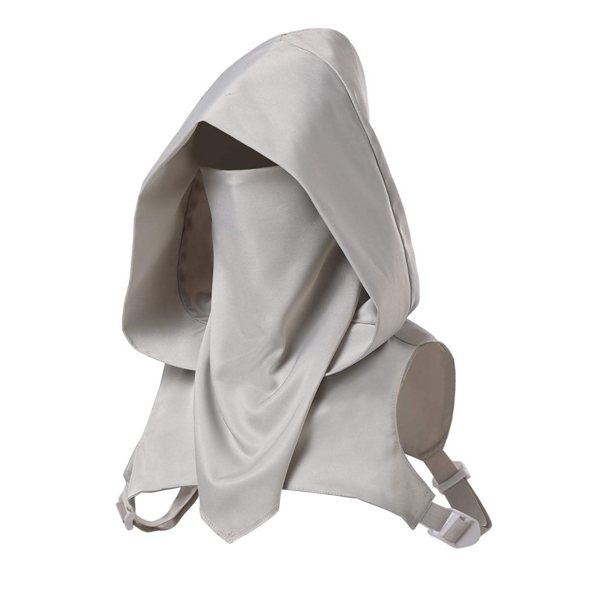 BLESSUME Steampunk Rogue Cowl Hooded Hat Suit Cape with Adjustable Arm Buckle - all grey