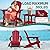 PLUUV Folding Adirondack Chair Set of 2, Hdpe All-Weather Patio Chairs with Cup Holder, Wooden Textured Fire Pit Chairs, Outdoor Chair for Poolside, Backyard, Deck?Red?