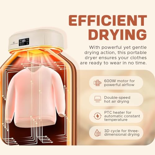 Portable Clothes Dryer for Laundry - Premium Dryer for Apartments, RV, Travel-Compact Dryer, Foldable with Timer, Sturdy, Easy to use, For light clothing Underwear, Baby Clothes - Image 5