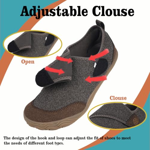 Sisttke Womens Mens Barefoot Slippers Wide Diabetic Shoes with Arch Support Orthopedic Adjustable Walking Slipper Arthritis Edema Swollen House Shoes Indoor Outdoor3