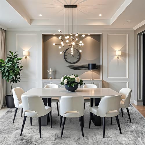 RUUGME Washable 10x12 Area Rug - Large Abstract Rugs for Living Room Low Pile Stain Resistant Indoor Carpet for Bedroom Dining Room Non Slip Rubber Backing Ultra Thin Soft Floor Decor Mat 10x12 Grey