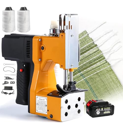 Máquina de costura de costura eléctrica Bolsa inalámbrica Máquina de cierre de la máquina de cierre Portable, 36V 2600mAh, incluye 2 roscas de costura, para arroz/saco/tejido/papel/bolsas de plástico