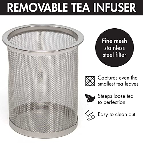 Image of Primula Half Moon Teapot Set with 4 Tea Cups, Removable Stainless Steel Filter and Infuser, Glass Tea Maker, Filter, Dishwasher Safe, 40-Ounce, Tea Gift Set,Tea Set for Service of 4 Adults (Pack of 6)