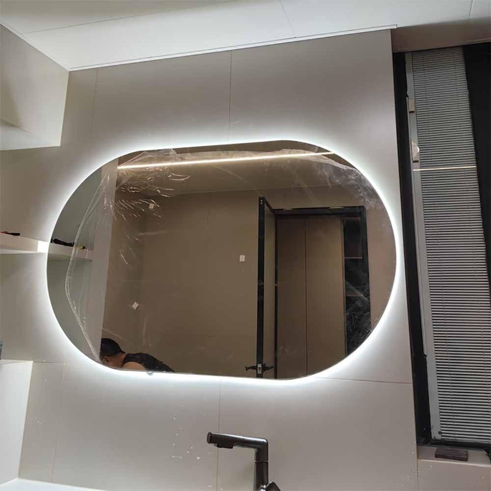 Ovaler Make-up-Spiegel, beschlagfrei, 70 x 120 cm, mit verstellbarer LED-Beleuchtung, 3 Farbtemperaturen, Wandmontage für Badezimmer und Salon, perfekt für Ty und Pflege.