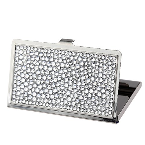 Kingbling Purely Handmade Luxury Compact Multi-Size Clear Bling Crystal Business Card Case Cute Rhinestone Travel Name ID Card Holder, 4.8 x 2.5 x 0.5 inches