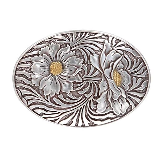 Oval Sunflower Engraving Belt Buckle