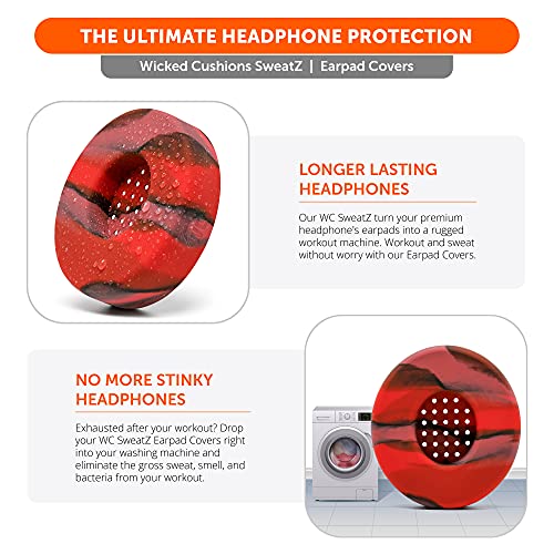 Image of WC SweatZ Solo - Patented Sweat Earpad Covers for Beats Solo 4, Beats Solo 3 & Beats Solo 2, Made by Wicked Cushions | Sweatproof, Washable & Preserves Comfort | Lava