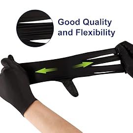 KKD Gloves Disposable Latex Free & Powder Free, 100 Count 5.5 Mil Black Nitrile Gloves for Cleaning, Food Handling, Cooking, Industrial Use, Medium