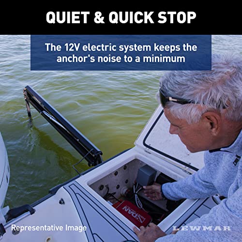 Image of Lewmar Axis 8' Electric Shallow Water Anchor with Remote, White, 69600943 | IP67M Actuator, Quiet Push-Button Deployment, Four-Bar Linkage, Direct-Mount Design, Supports Boats Up to 26' or 4,500 lb