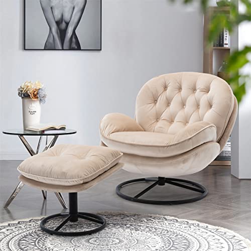 Sillón reclinable tapizado terciopelo beige moderno miniatura 1