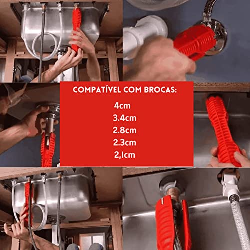 Chave Hidráulica Multifuncional Instalação Manutenção Pias (Vermelho)
