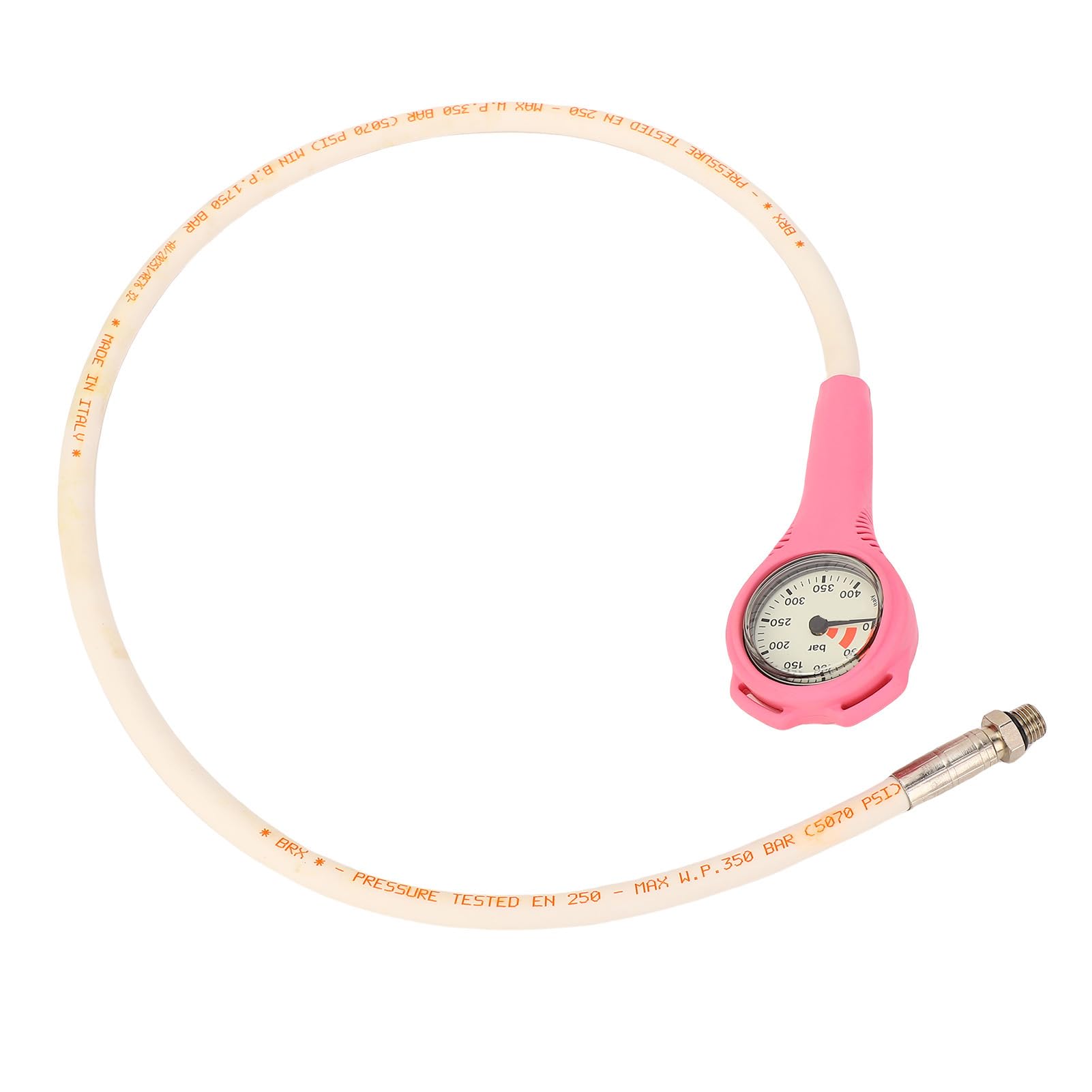 Manometro per Immersione, Manometro per Immersione Subacquea TPR con Tubo Flessibile, Display Trasparente della Pressione dell'Aria, Leggero, Resistente alla Pioggia, Rosa per Utenti di