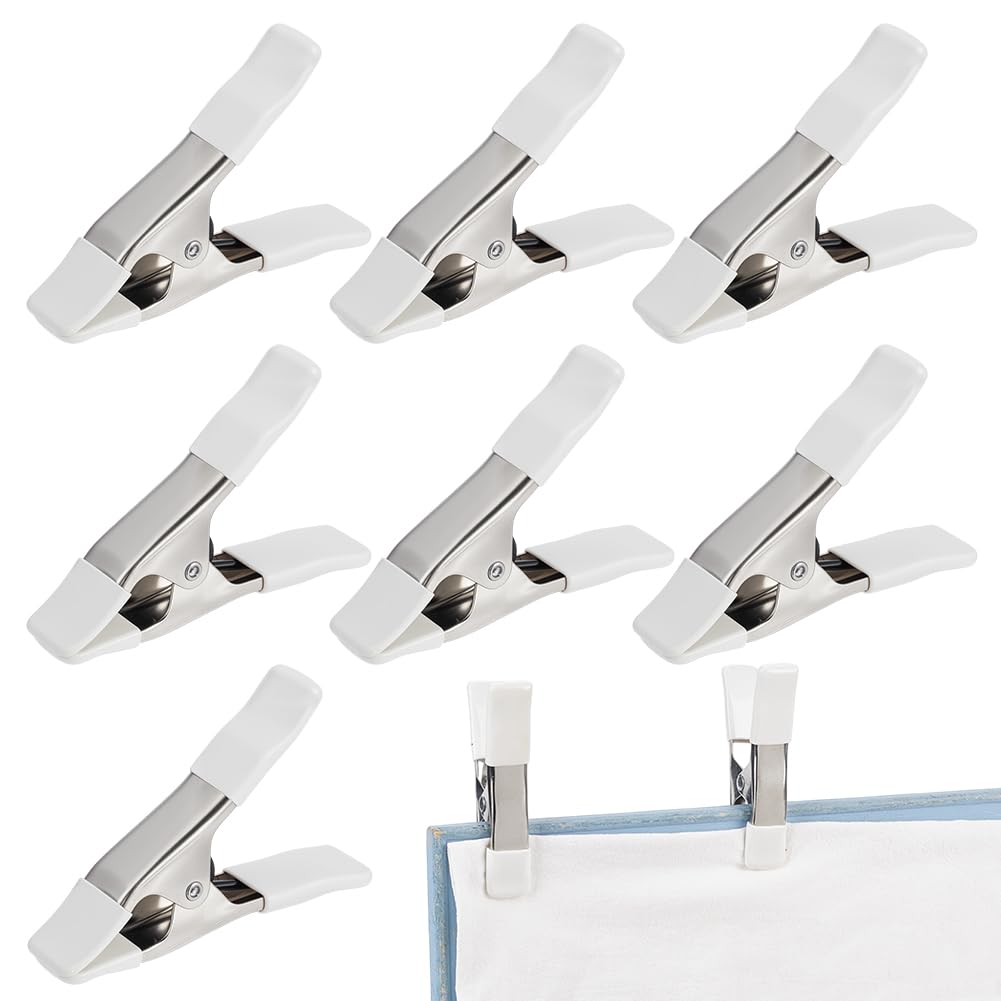 AHANDMAKER 7pcs 4" Spring Clip Background Clips Clamp White Heavy Duty Spring Metal Spring Clamps Wedding Dress Spring Clamps for Crafts Holding Up a Backdrop Tarp Paper Fabric Bridal Veils Canvas