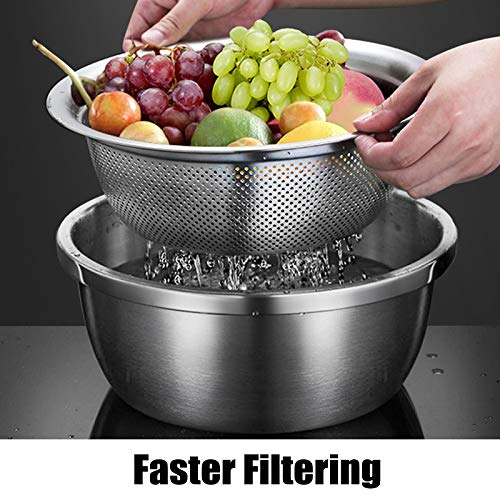 Salipt 10 Inch 2022 New Upgrade Thickened Basin Type Kitchen Grater Cheese Grater Julienne Peeler,Stainless Steel Drain Basket Vegetable Chopper, 3-In-1 Kitchen Multifunctional Vegetable Cutter #TOP4