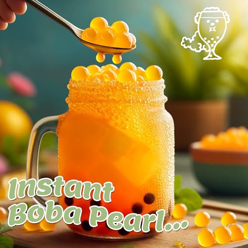 Boba Cuppa Bursting Boba Mango and Strawberry Popping Kit, DIY at home, Tropical Flavour, Popping Balls, Perfect for Bubble Tea Party Drink. Boba Ball, syrup and Boba Straws - Image 4