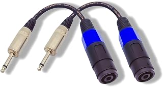 Speakon to 1/4" Mono Speaker Cable - 12AWG, 2 Pack