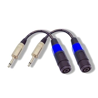Sam&Johnny Speakon Female to 1/4" Male TS Speaker Cable Adapter - Professional Audio Connector Cable Heavy Duty Speakon Cable for PA System Amplifier 2 Pack, 6 Inch