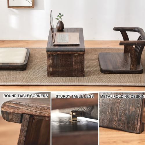 Table basse simple pliable marron 100x40x37cm pour thé et sol - 8