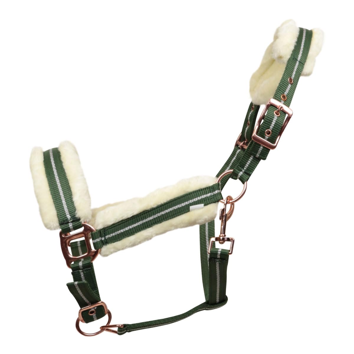 Cavezza Con Longhina Horses Kara In Nylon, Materiali Innovativi, Design Elegante, Dettagli Raffinati per Cavalieri Esigenti (Verde/argento, Pony)