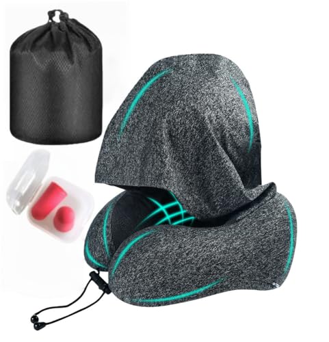 Almohada de viaje espuma viscoelástica con capucha miniatura 1