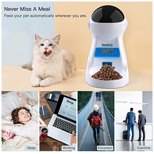 Automatic Pet Feeder, Cat Dog Food Dispenser 3 Liter Hopper with Voice Recorder, Timer