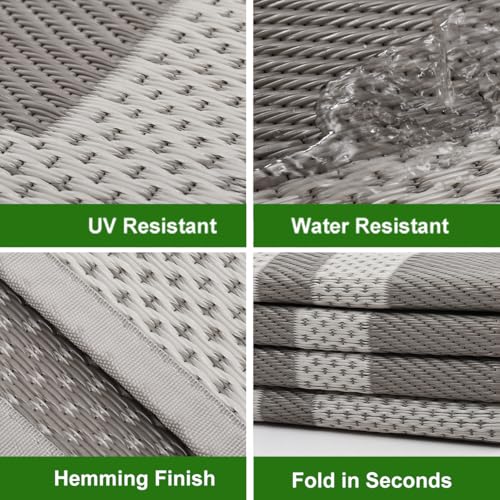 RURALITY Outdoor Rugs 9x12 Waterproof for Patios Clearance,Large Plastic Straw Mats for Backyard,Porch,Deck,Balcony,Coffee&Beige by RURALITY - Image 2