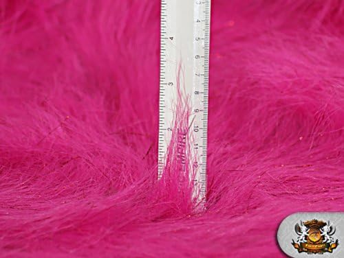 Faux Fur Long Pile Sparkling Tinsel Fuchsia Fabric / 58" W/Sold by The Yard