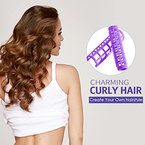 28 Pieces Hair Roller, 0.6 Inch/ 1.5 Cm Small Size Plastic Hair Rollers Hair Curlers With Steel Pintail Comb Rat Tail Comb For Short Hair Long Hair Hairdressing Styling Tools (Purple) #TOP4