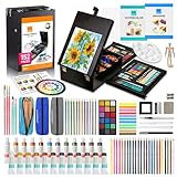 COLOUR BLOCK 152 Wooden Easel Art Supplies Set, Professional Painting and Drawing Kit with Acrylic...