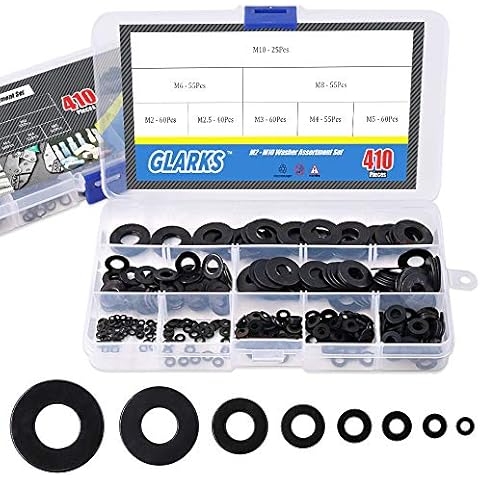 GLARKS 410Pcs Metric Flat Washers Set Cover