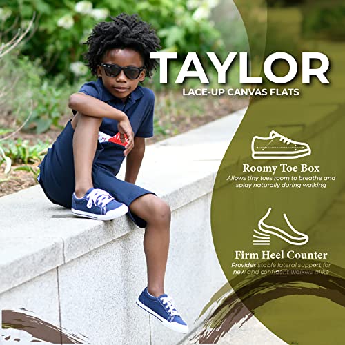Footmates Taylor Lace-Up Canvas Flats Boys And Girls Shoes - Tennis Sneakers With Wide Toe Box, Custom-Fit Insoles, Vulcanized Outsoles - Black, 3 Little Kid (4-8 Years) #TOP21