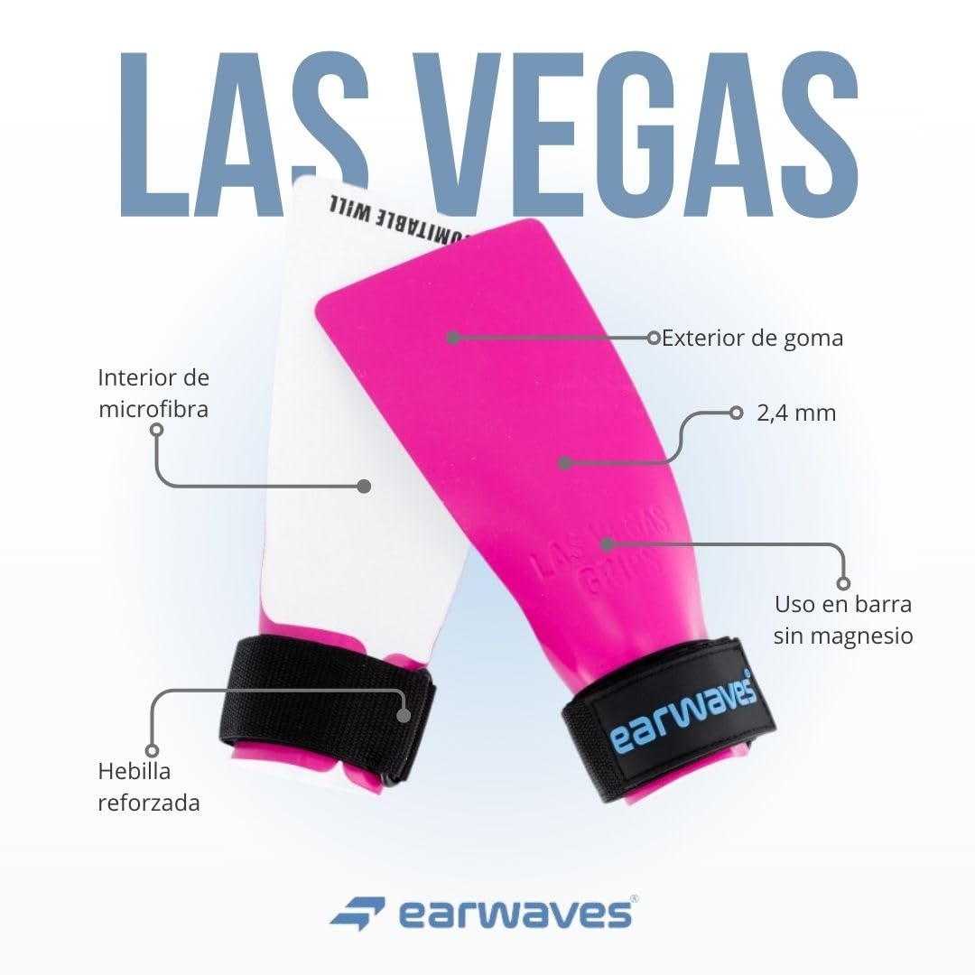 Earwaves® Las Vegas™ Grips No Chalk I Calleras Sin Magnesio I Tejido sintético Ultra-adherente Antideslizante I Más repeticiones I Atletas Ligeros I Fingerless Sin Agujeros