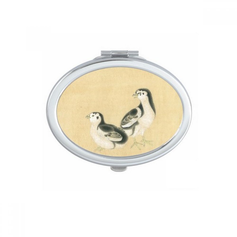 Figure peinture chinoise miroir ovale maquillage compact fait main