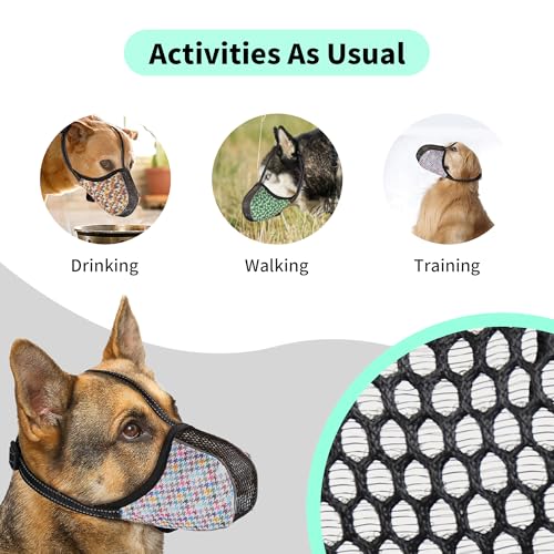 Image of Dog Muzzle for Extra Large Size Dogs to Prevent Biting Chewing Barking Soft Air Mesh Muzzles Reflective Ajustable Full Coverage Dog Mouth Guard Cover for Grooming Scavenging Colour XXL