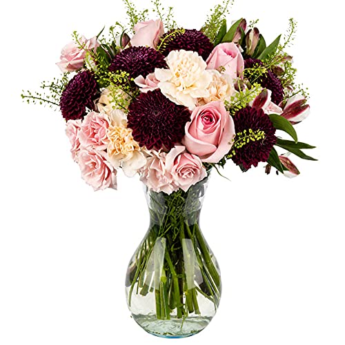 Oh Darling with Vase | Pink, Peach | Arabella Bouquets | Real Fresh Flowers for Delivery, Gift for Birthday, Congratulations, Anniversary, Thank You, Mother's Day